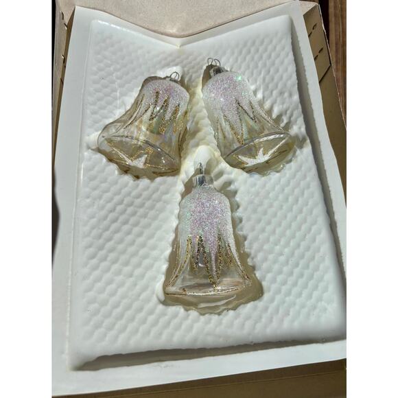Christmas Classics Vintage Glass Hand Decorated European Gold Opal White NEW NWT - Picture 4 of 6